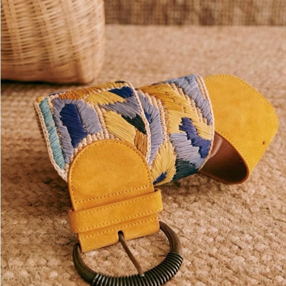 NWT Sezane Carlie Yellow and Blue Belt
